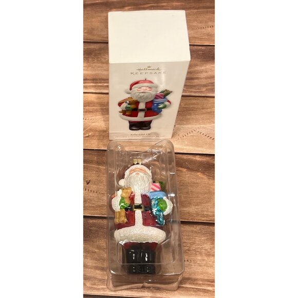 2013 HALLMARK KEEPSAKE ORNAMENT QXG7333 JOLLY OLD ELF GLASS SANTA TEDDY BEAR - Picture 5 of 10